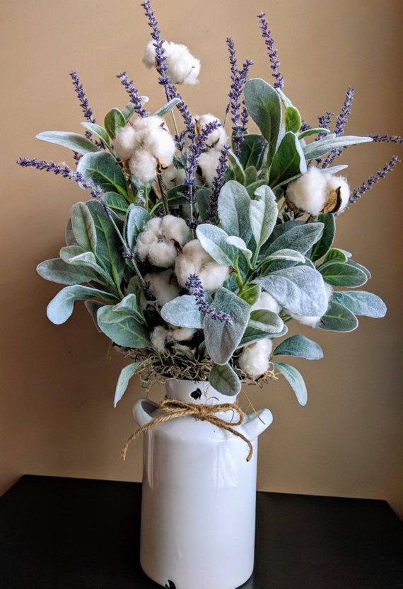 Lambs ear arrangement, Cotton stem arrangement, Lavender ... Lambs ear arrangement, Cotton stem arrangement, Lavender