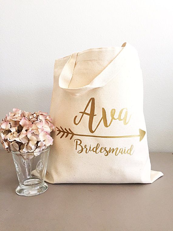 Personalized Tote Bags For Women Gold Name Bridesmaid Gift Tote Gold Arrow Bags Bride Tribe Canvas Bag