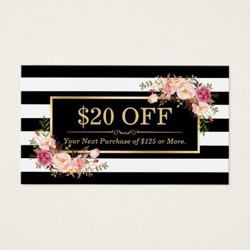 Discount Coupon Classy Gold Floral Beauty Salon | Zazzle.com | Salon