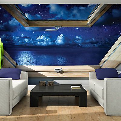 Tapete Design Fototapete Natur Landschaft blauer Himmel Wolken Fensteraussicht
