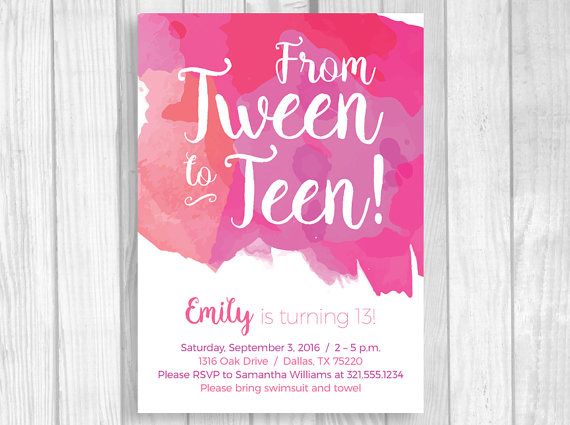 Custom Printable 4x6 Or 5x7 Tween To Teen Girl S 13th Thirteen Party
