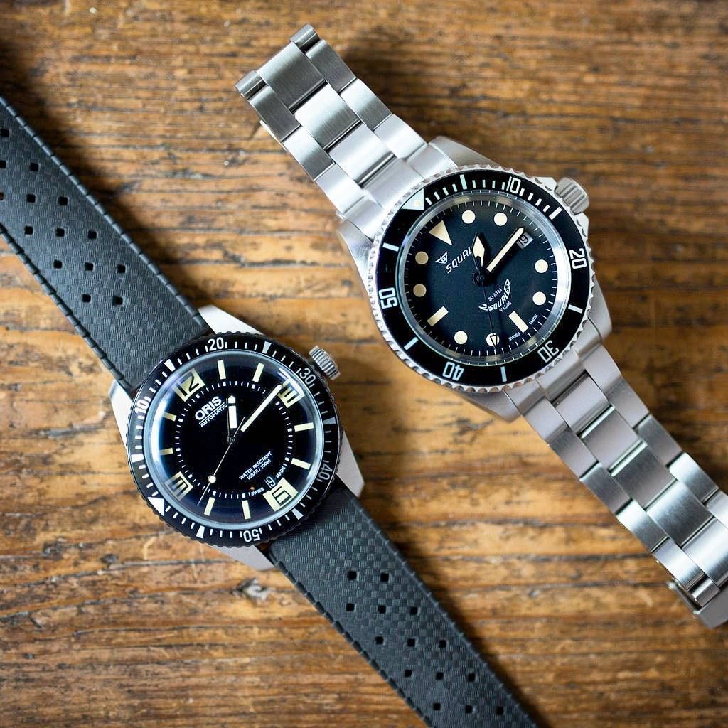 Travelling With A Few Old Favourites Squale Bronze Master With Page And Cooper Olive Green Rubber Strap And My Defy T Sinn Watch Squale Watches Squale Watch