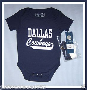 Dallas Cowboys Creeper Bib Blue Band 3 Piece Set Baby Infant Girls 6 Months NWT