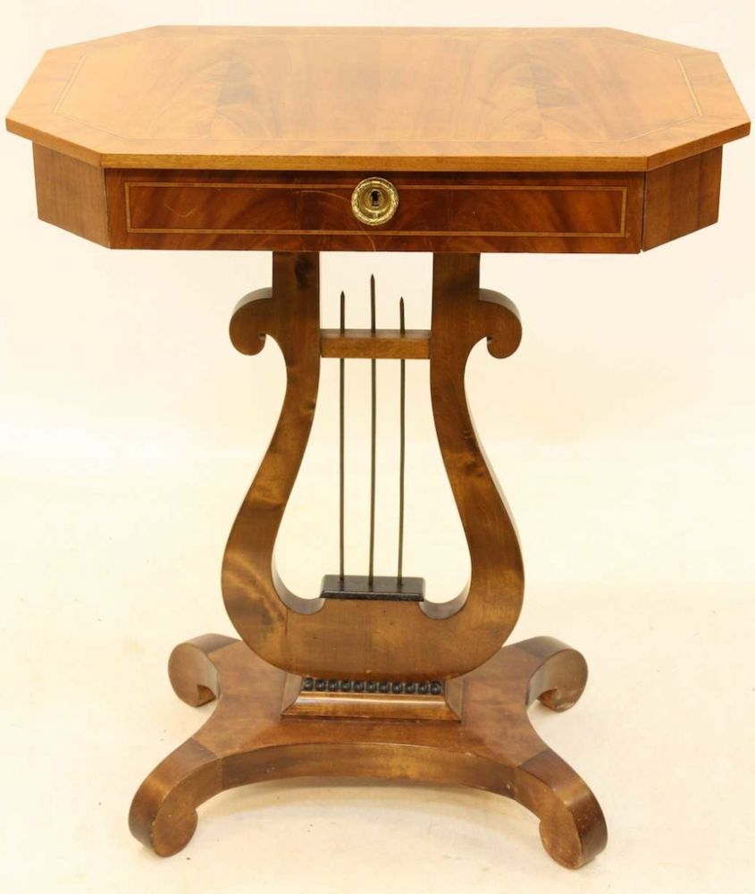 1800s Antique Swedish Biedermeier Lyre Motif Side Table Table With 1800s antique swedish biedermeier lyre motif side table table with stunning golden birch veneer from swedish interior design - 1800s Antique Swedish Biedermeier Lyre Motif Side Table Table With