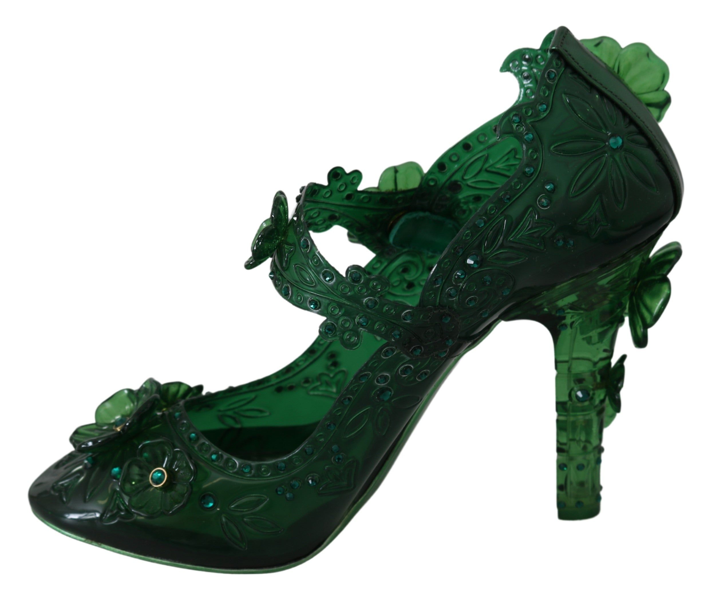 Green Floral Crystal CINDERELLA Heels Shoes - EU39/US8.5 in Green Floral Crystal CINDERELLA Heels Shoes - EU39/US8.5 in