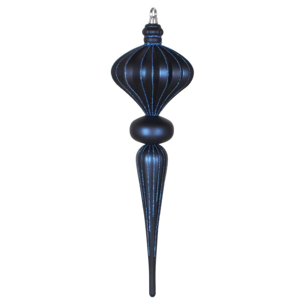 Vickerman 21 Midnight Blue Matte Finial Ornament With Glitter Accents Finials Glass Ball Ornaments The Holiday Aisle