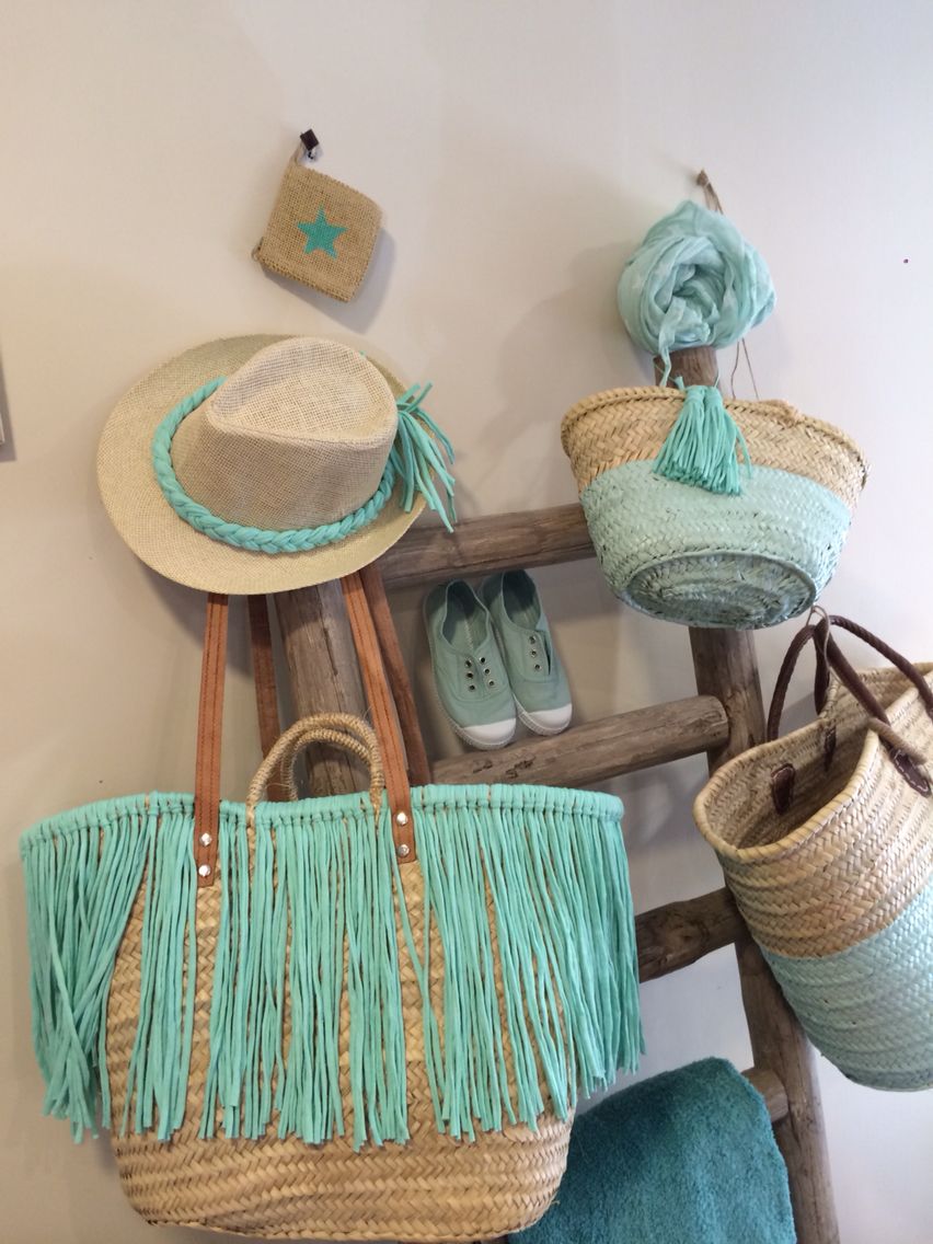 Capazo Flecos Verde Mint Summer 15 Chapéu De Praia Personalizado Cestas De Praia Sacolas De Praia