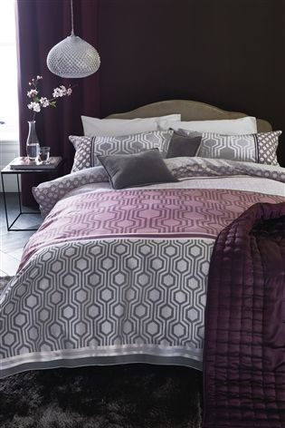 Cotton Rich Luxe Geo Stripe Plum Bed Set From The Next Uk Bedding King Sets Plum Bedding Bed King Sets, Purple Bedding Sets King Size Uk