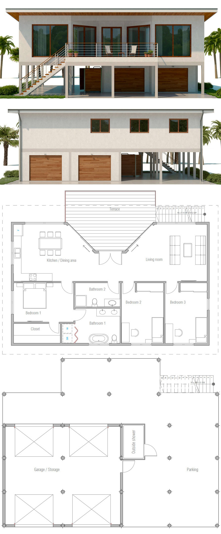 House Plan CH456 Coastal house plans, Beach house plans