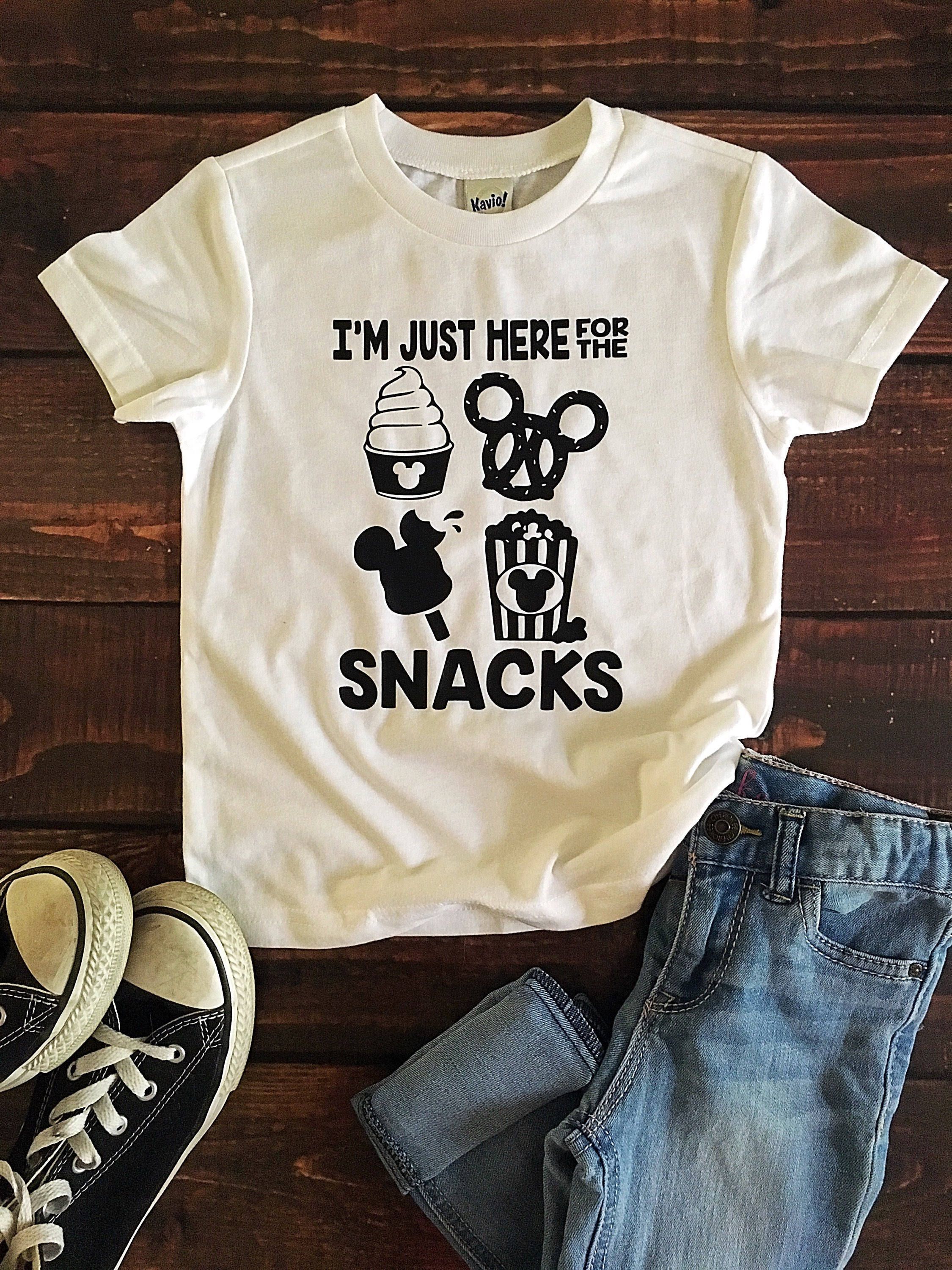 Funny Snacks Graphic Tee Family Mathing T-Shirt Im Just Here for The Snacks Shirt Minnie Snacks Tee