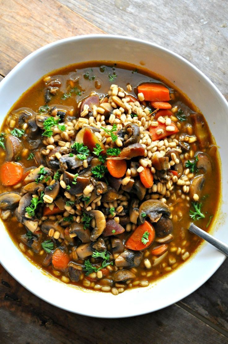 Vegan Roasted Garlic Mushroom and Barley Stew - Rabbit and Wolves
