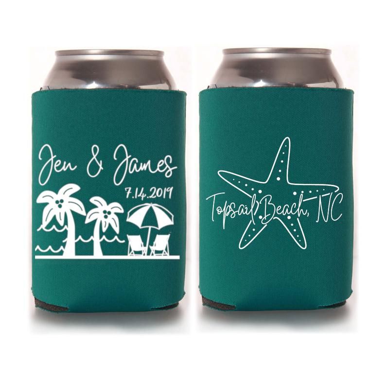 beach wedding koozies