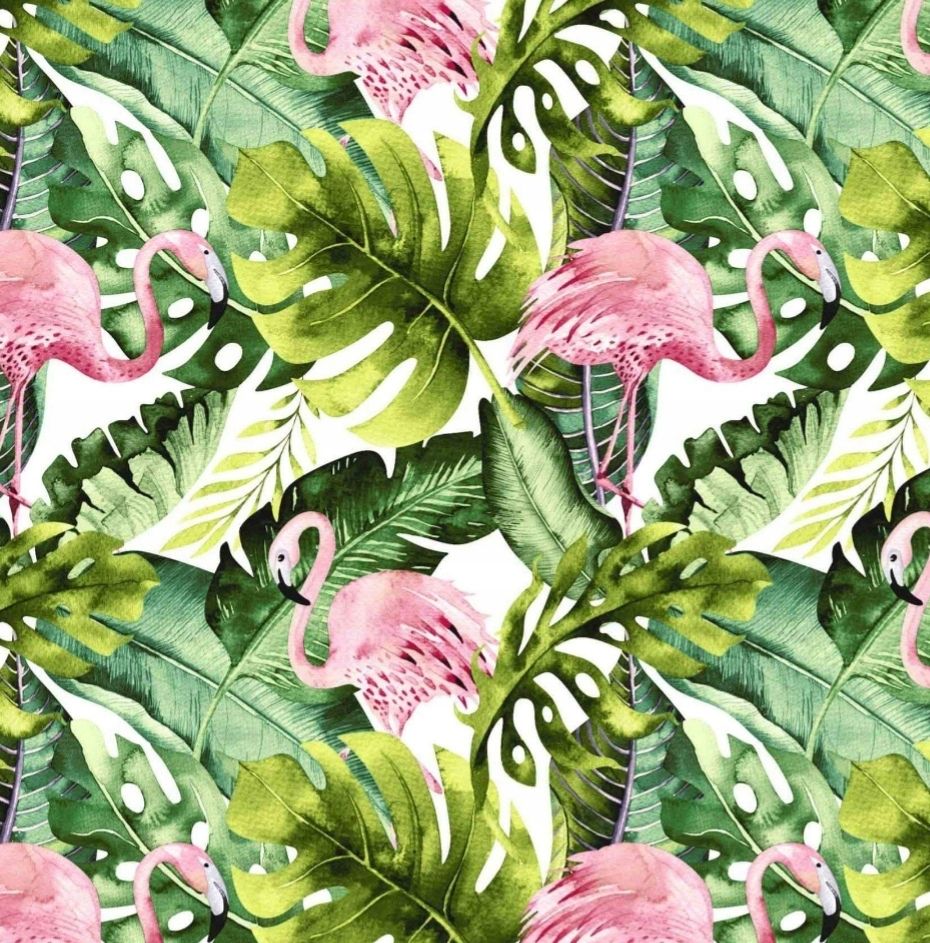 Tropical Fabric, Tropical Leaves, Tropical Prints, Fabric Handbags, Boy Blankets, Modern Nursery, Oeko Tex 100, Pink Flamingos, Cotton Fabric