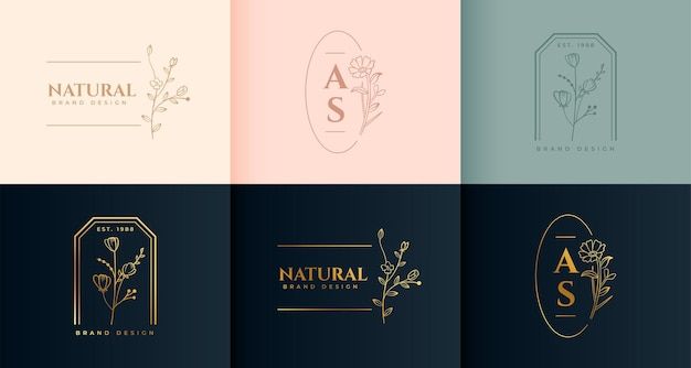 Минималистичный цветочный логотип в деко... | Free Vector #Freepik #freevector #flower #floral #hand #line Logo Floral, Flower Logo, Monogram Logo, Initial Logo, Luxury Logo Design, Modern Logo Design, Business Card Mock Up, Business Card Design, Business Logo