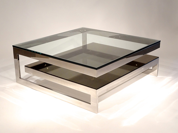 Neptune Manhattan Glass Coffee Table Square Glass Coffee Table