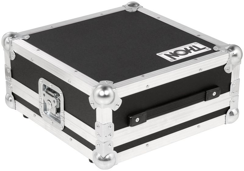 Thon Mixer Case A&H ZED60-10FX PB, Custom-made Case For Allen & Heath ZED60-10FX, Made of 7 mm polyboard plastic, Aluminium edge: 25 x 25 mm, With foam padding, 2 x Spring-loaded butterfly latches, medium, 1 x Strap handle, Steel ball corners, Rubber feet, Space for mains cable, Outer dimensions (WxDxH): 410 x 405 x 205 mm, Weight: 5.0 kg, with unit approx. 9.2 kg, Colour: Black, Made in Germany Kugel, Mixer, Allen And Heath, Griff, Aluminium, Germany, Foam, The Unit, Rubber