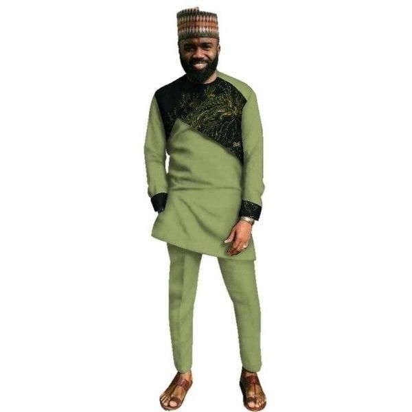 Traditional African Clothing For Men Cotton Patchwork Top And Pants Sets Y10810 African Clothing For Men Traditional African Clothing African Clothing