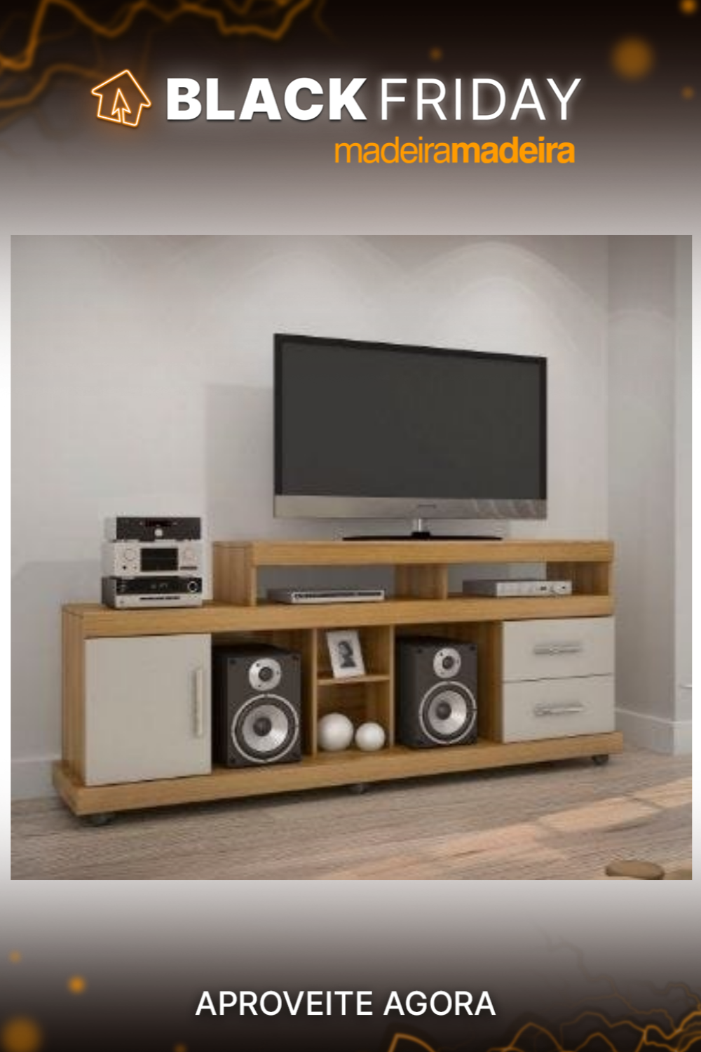 Ei, sabia que na MadeiraMadeira você pode comprar pelo Whatsapp? Mande uma mensagem que nossos consultores vão te ajudar na compra :) Off White, Rack Tv, Entertainment Unit, Flat Screen, Furniture, Home Decor, Products, Drawers, Decorative Objects