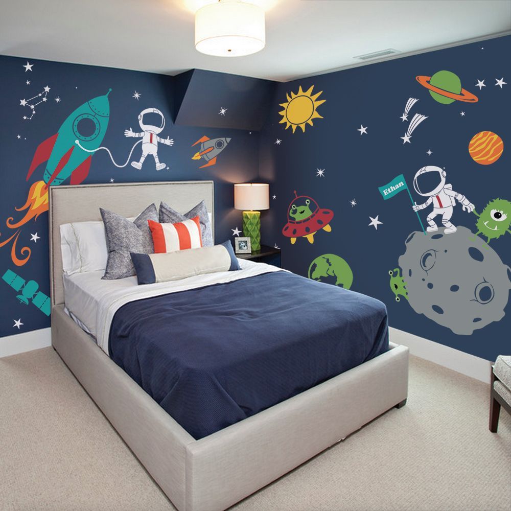 Outer Space Wall Decal Wall Decals For Bedroom, Kids Wall Decals, Vinyl Decals, Kids Room Wall, Kid Room Decor, Kids Bedroom, Home Decor, Kids Rooms, Yellow