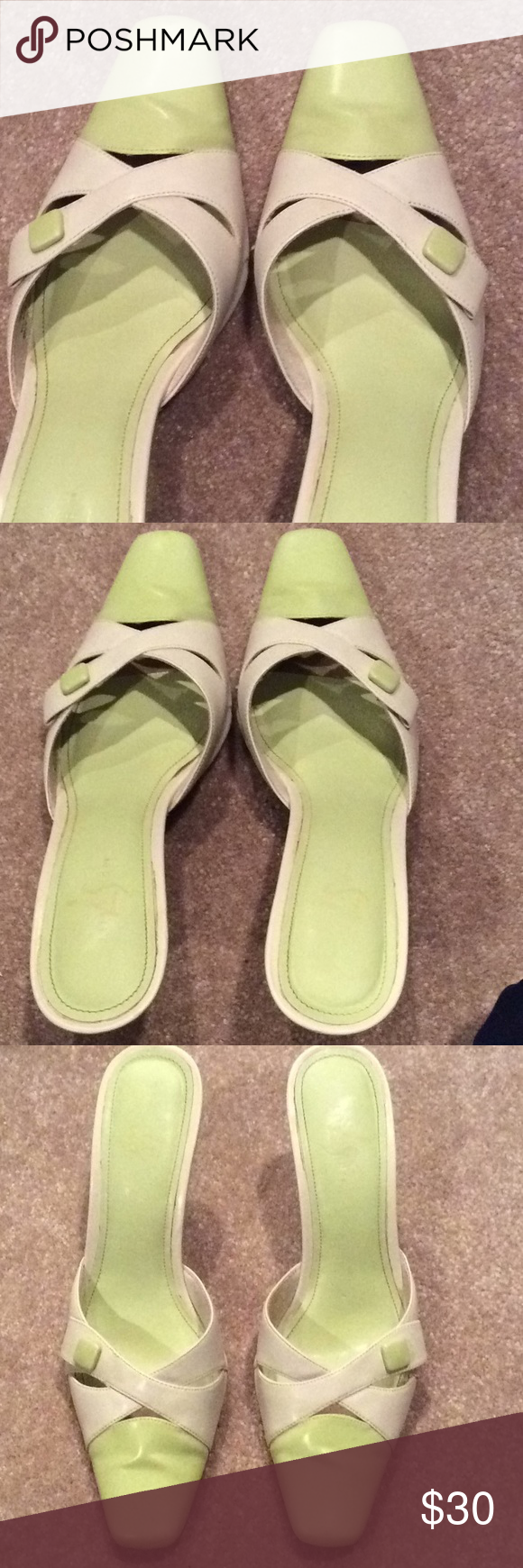 off white green heels