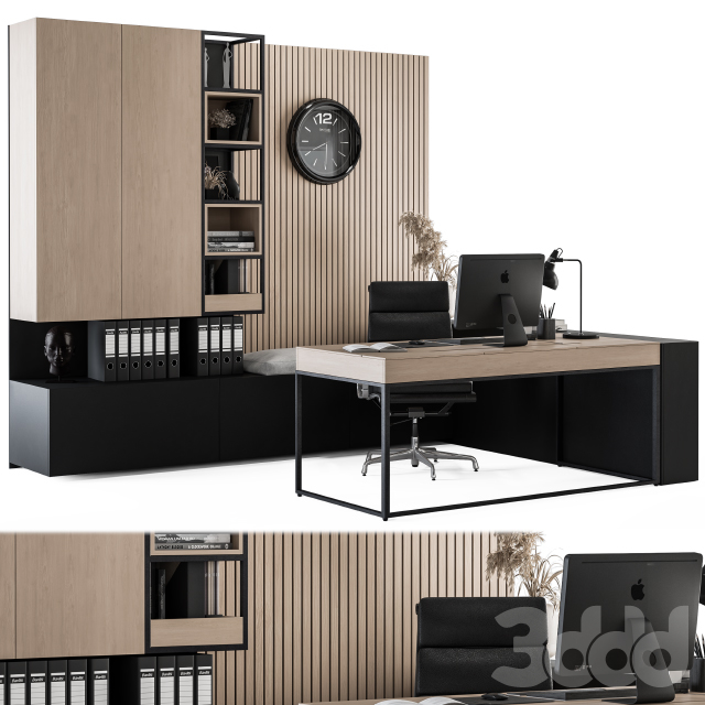 Office Furniture - Manager Set 11 - Офисная мебель - 3D Модель Office Furniture, Office Desk, Modern Materials, Wood Colors, Corner Desk, Chair, Table, Models, 3d