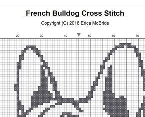 Download French Bulldog Silhouette Small Cross Stitch Pattern 1 Color Easy PDF Pattern | Point de croix ...