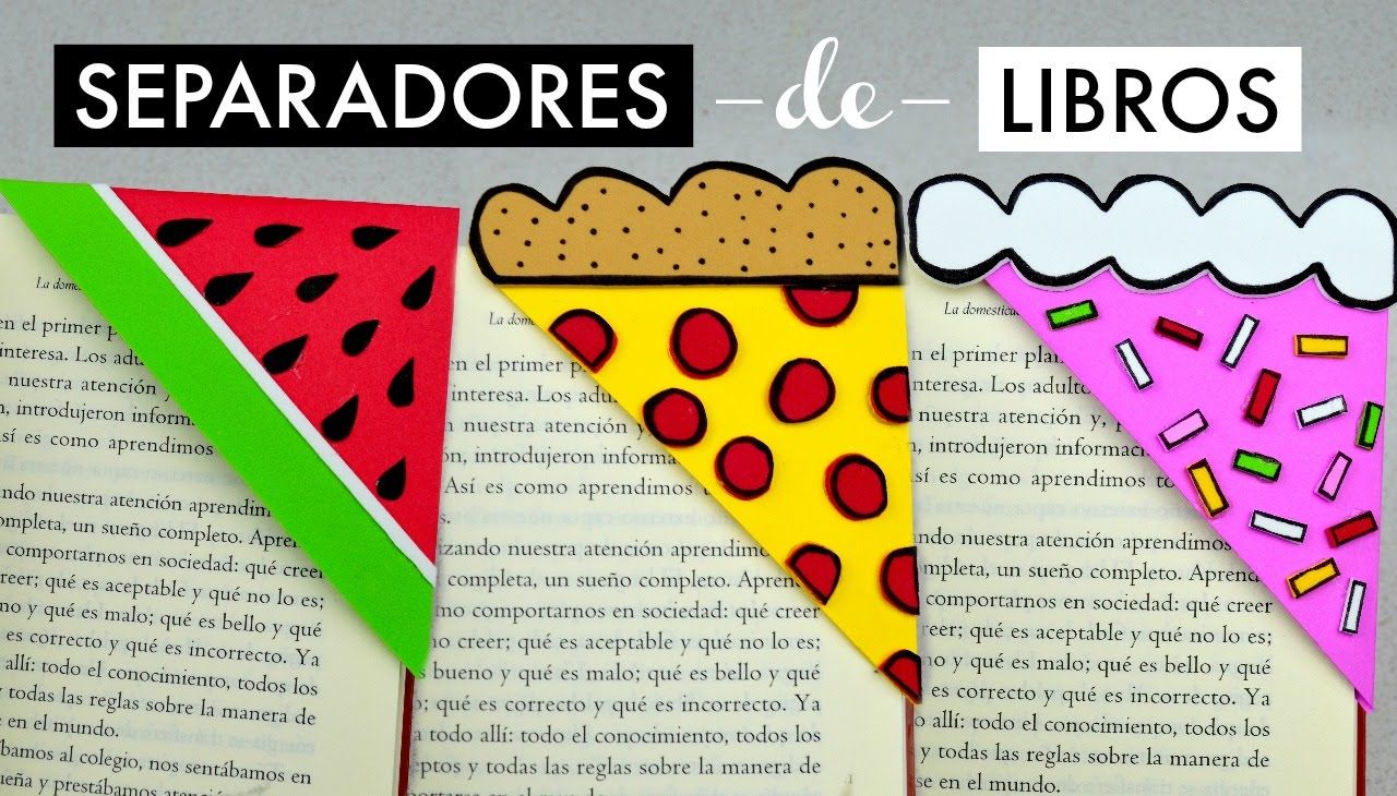 separadores de libros sandía pizza y pastel espacio creativo