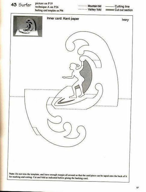 Image Result For Surfing Waves Pop Up Template Pop Up Card Templates Kirigami Templates Paper Pop