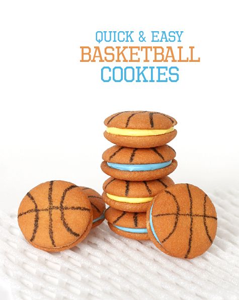 Easy Basketball Cookies - Follow FamilyFun on Pinterest for More Awesome Recipes For Kids From Super Crafty Bloggers! Basketball Treats, Basketball Party, Sports Party, Basketball Birthday, Sports Snacks, Basketball Playoffs, Volleyball Party, Curry Basketball, Team Snacks
