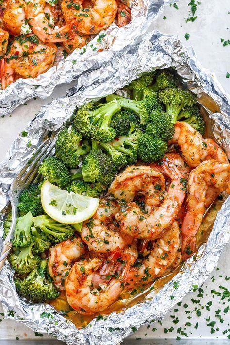 Baked Shrimp in Foil Packs Recipe with Garlic Lemo Baked Shrimp in Foil Packs Recipe with Garlic Lemo