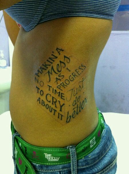 fuckyeahtattoos: words from Gym Class Heroesβ On My Own time.. also