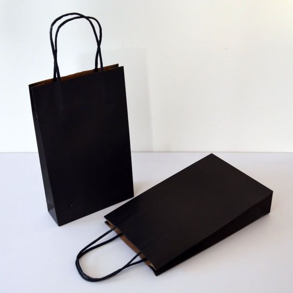 20x SMALL Recycled Black Kraft Paper CARRY BAGS by MinkyMinxSupplies