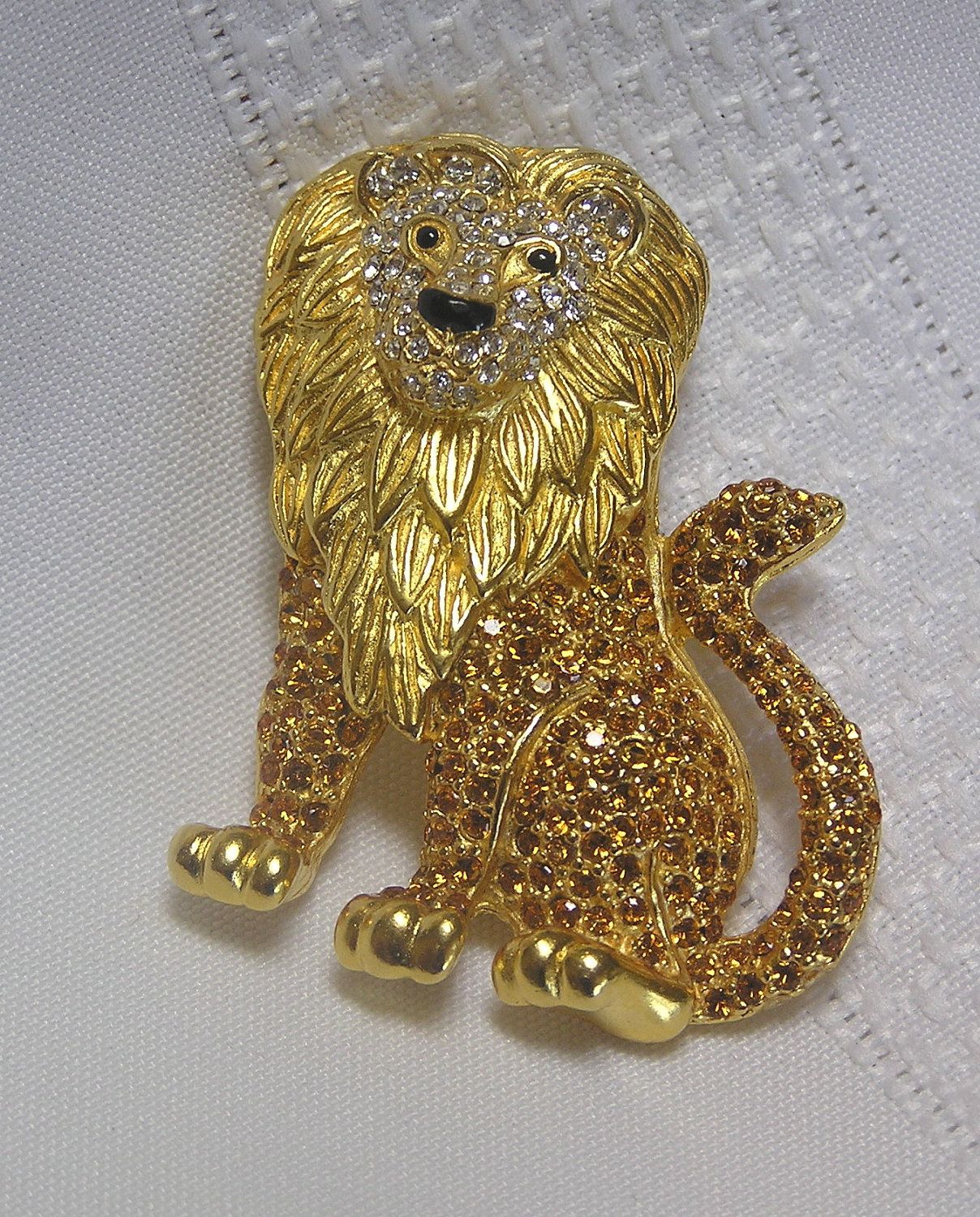 Alpha Delta Pi Or Phi Mu Vintage Lion Brooch King Of The Rhinestone Brooches