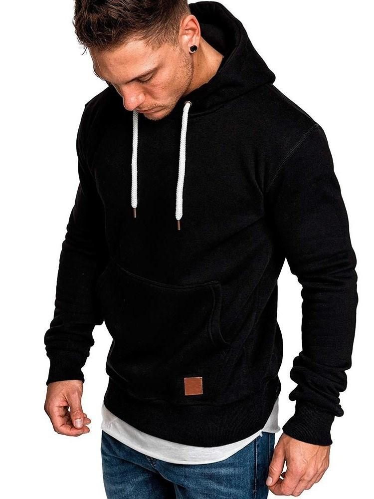 Smallwin Mens Color Block Casual Jacket Sport Drawstring Hooded Sweatshirt