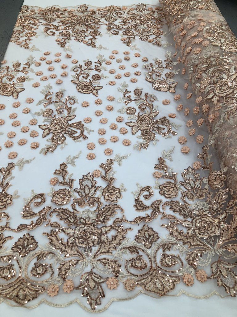 Embroidered Skin Hand Embroidered With Precious Stones Sequins Bridal Flower Mesh Dress Wedding By The Yard Beaded Fabric