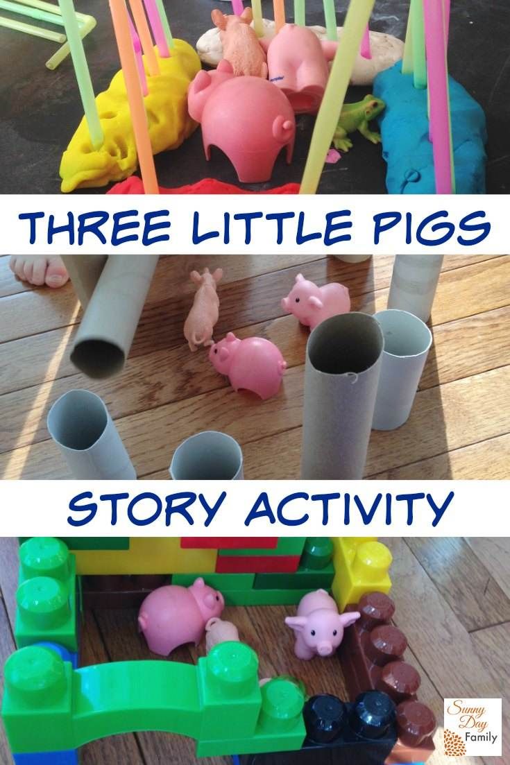 Three Little Pigs story activity for kids. Bring the Three Little Pigs story to life with this fun activity that kids will love! Fairy Tales Preschool Activities, 3 Little Pigs Activities, Preschool Themes, Preschool Crafts, Activities For Kids, Nursery Rhymes Preschool Theme, Princess Activities, Kindergarten Themes, Stem Activities