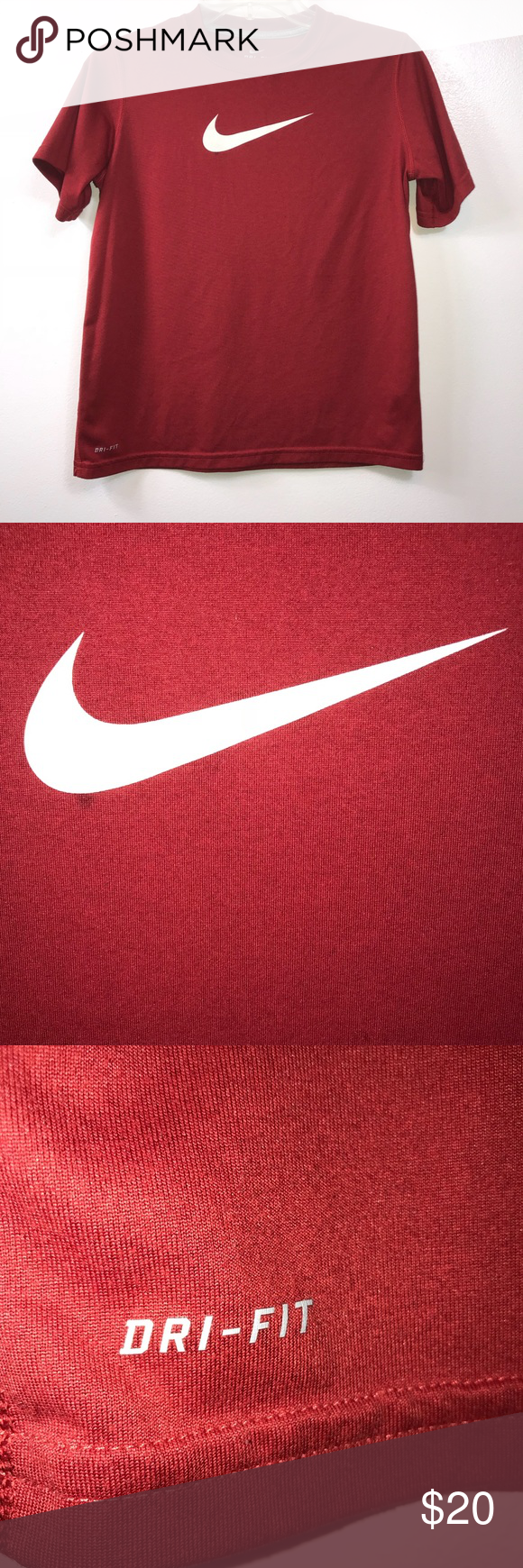 crimson red nike shirt