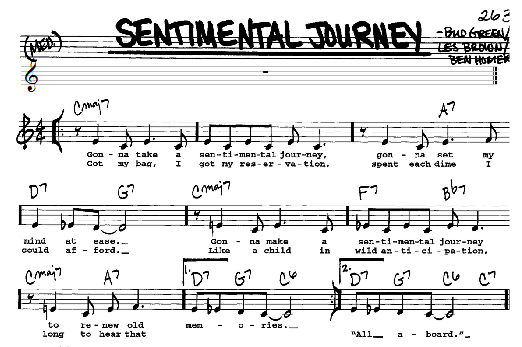 download real book melody chords lyrics sheet music to sentimental sentimental journey lead sheet