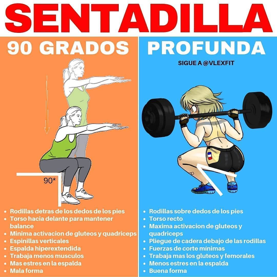 Nutricion Ejercicio Salud On Instagram Sentadilla De 90 Grados Vs Profunda Por Vlexfit Uno De Muchos Casos Don At Home Workouts Glutes Workout Squats