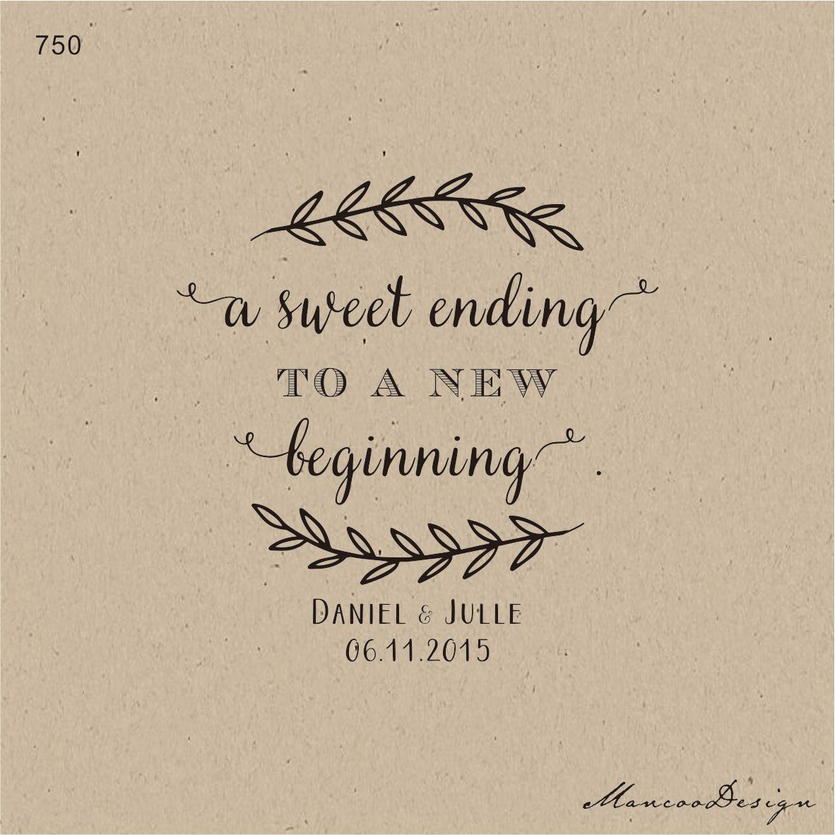 A Sweet Ending To New Beginning Branch Custom Wedding Rubber A Sweet Ending To New Beginning Branch Custom Wedding Rubber Stamp Name Amp