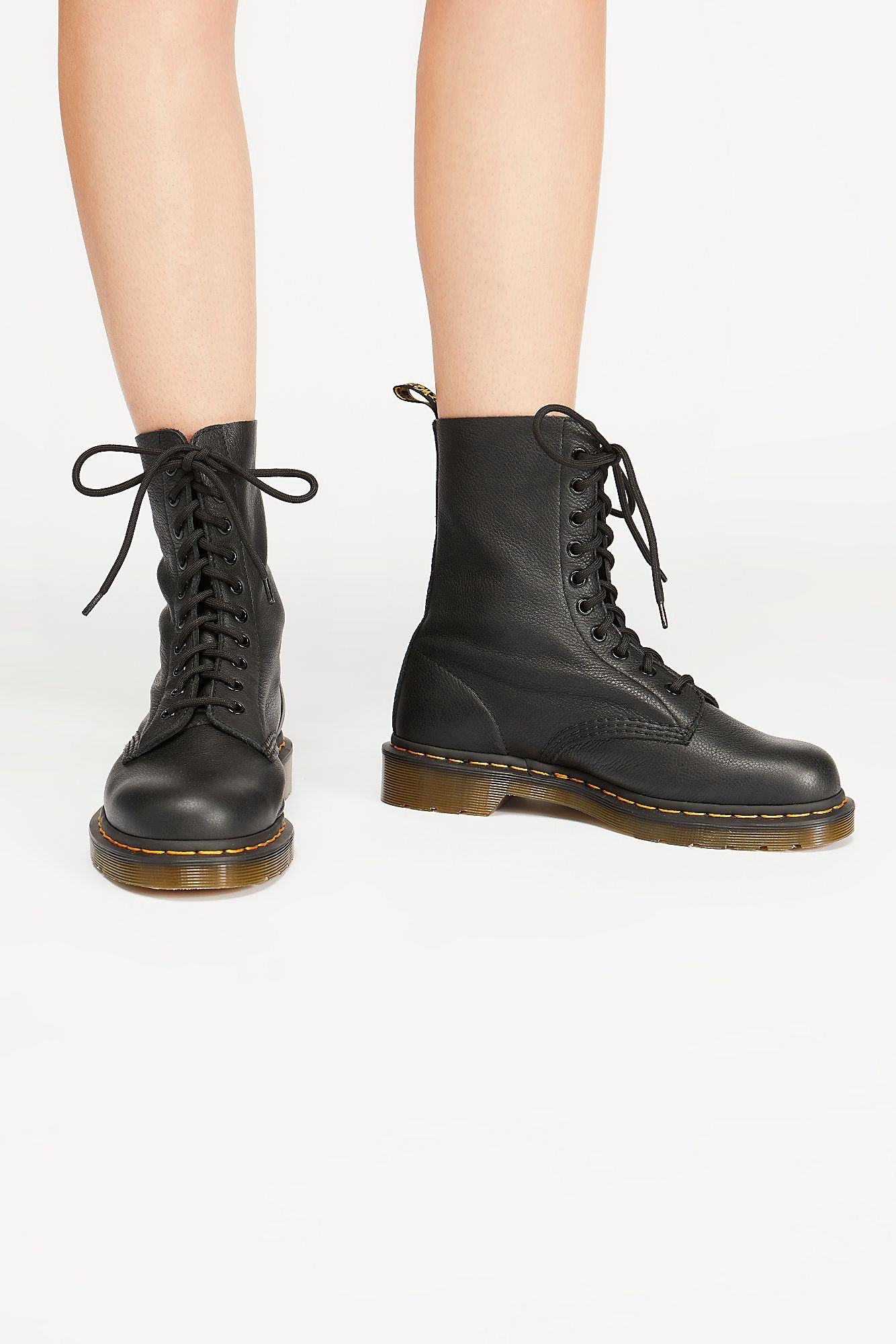 The original leather Dr. Martens boot with a higher rise featuring ...