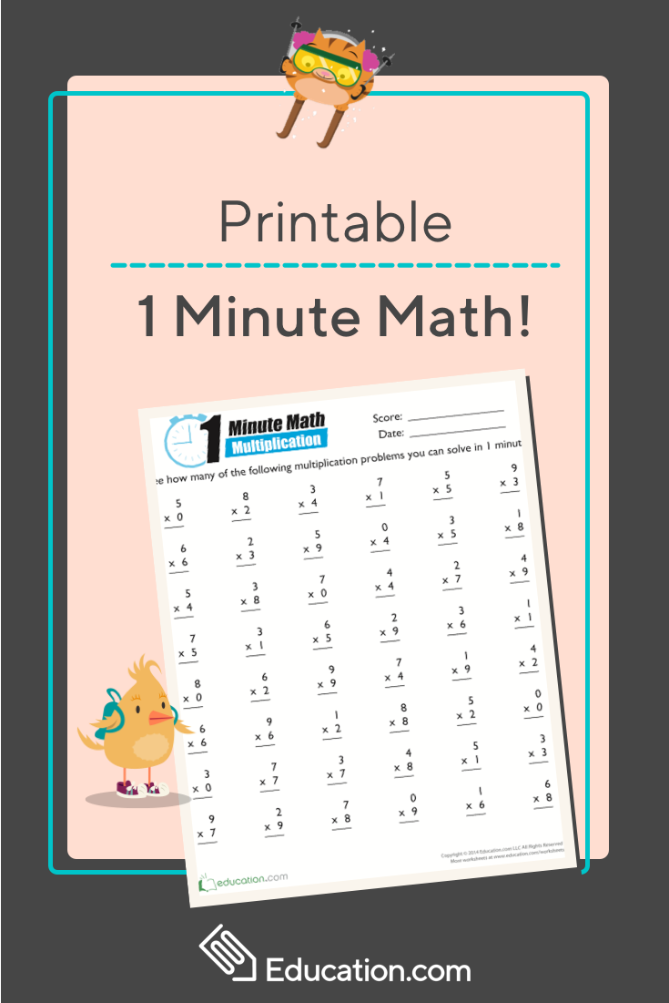 1 Minute Multiplication Worksheet