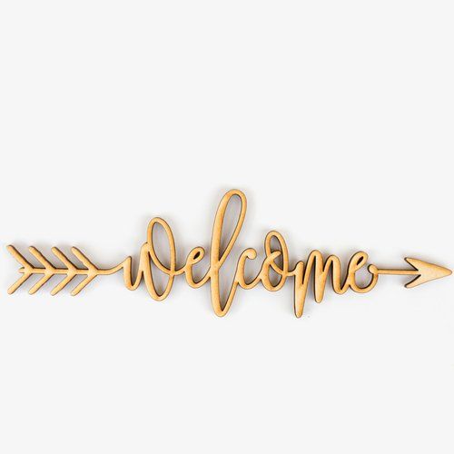 Welcome Arrow Wood Sign Home Decor Wall Art Rustic Front Door Unfinished 12 x3