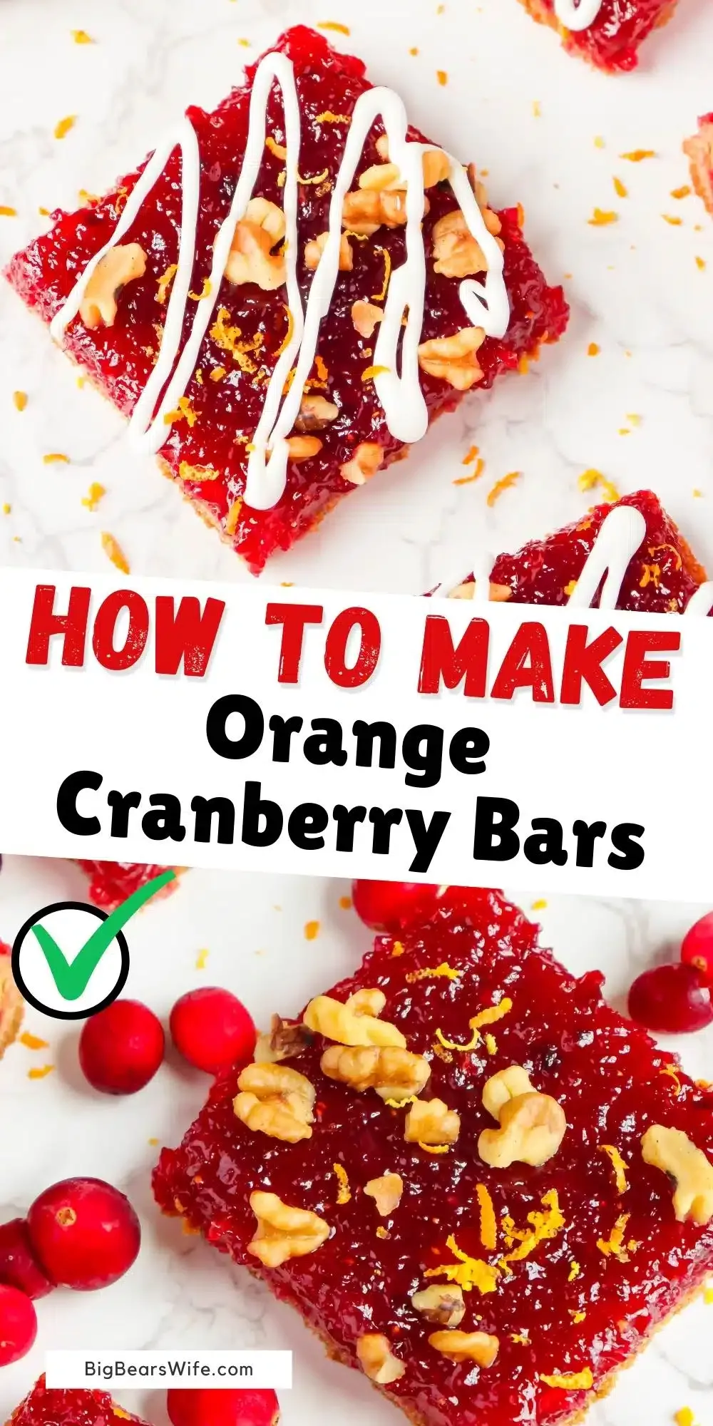 These tart Cranberry Orange Bars are perfect for the holidays! Made with fresh cranberries and oranges over a vanilla cookie crust. These bars are perfect when topped with walnuts, orange zest and a vanilla icing drizzle. via @bigbearswife Cranberry Bars, Cranberry Recipes, Cranberry Orange, Holiday Recipes, Orange Zest, Vanilla Icing, Vanilla Cookies, Vanilla Wafers, How To Make Orange