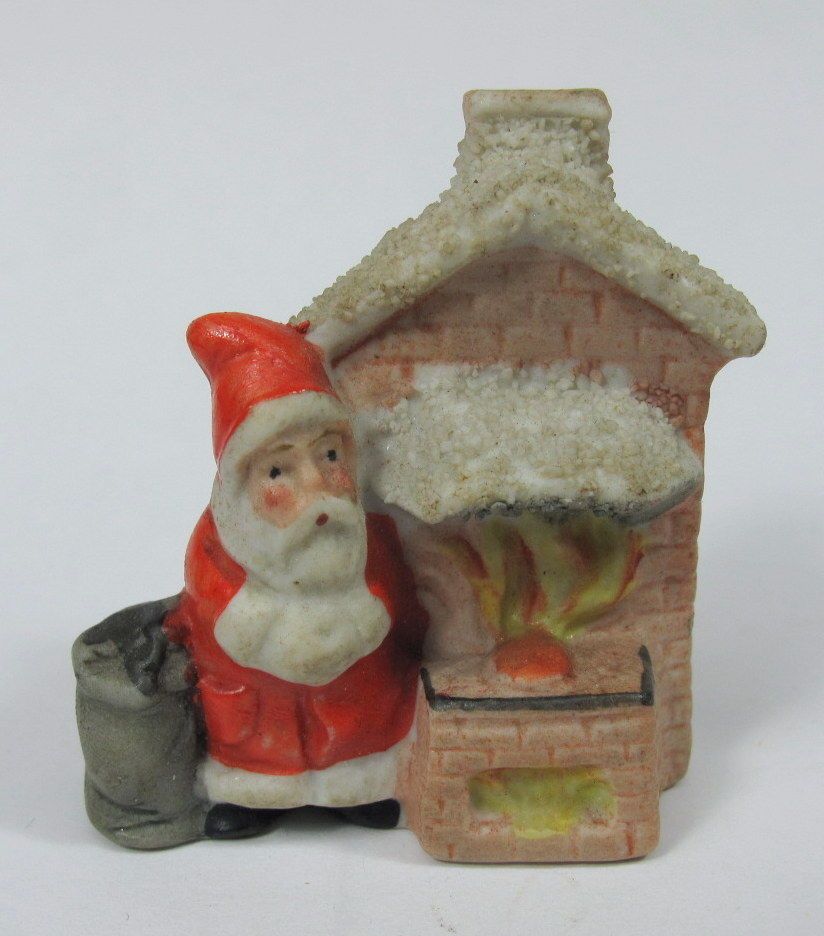 antique german bisque miniature christmas figurine santa by fireplace chimney in collectibles holiday seasonal - Miniature Christmas Figurines antique german bisque miniature christmas figurine santa by fireplace chimney in collectibles holiday seasonal - Miniature Christmas Figurines