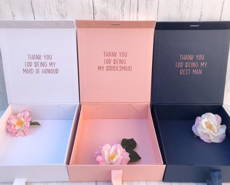 Flower girl gift box flower girl box empty thank you for | Etsy Bridesmaid Gift Boxes, Bridesmaid Proposal Box, Personalized Bridesmaid Gifts, Personalised Box, Bridesmaids Gifts, Personalised Jewellery, Groomsmen Gift Box, Groomsman Gifts, Gold Gift Boxes
