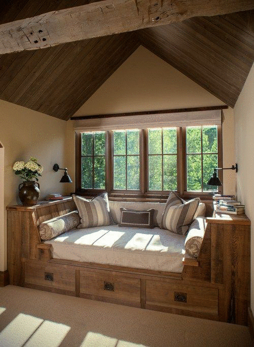 Bedroom Design, Bedroom Decor, Bedroom Furniture, Diy Furniture, Bedroom Seating, Furniture Design, Furniture Makeover, Bedroom Nook, Cabin Furniture