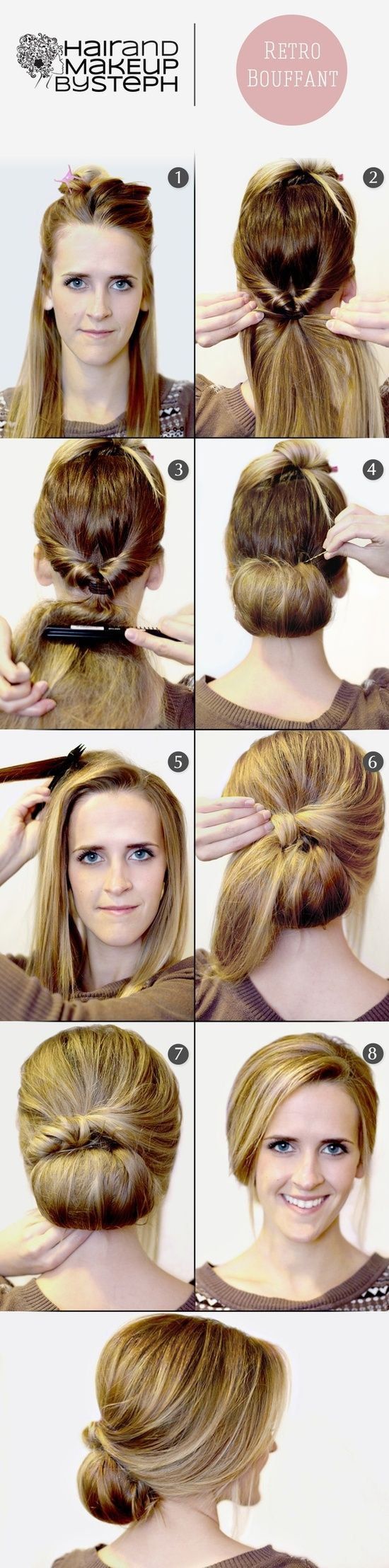 Retro bouffant tutorial Retro bouffant tutorial #Bouffant #niedliche hoch...