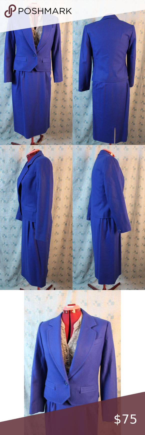Pendleton suit royal blue fitted wool sz8