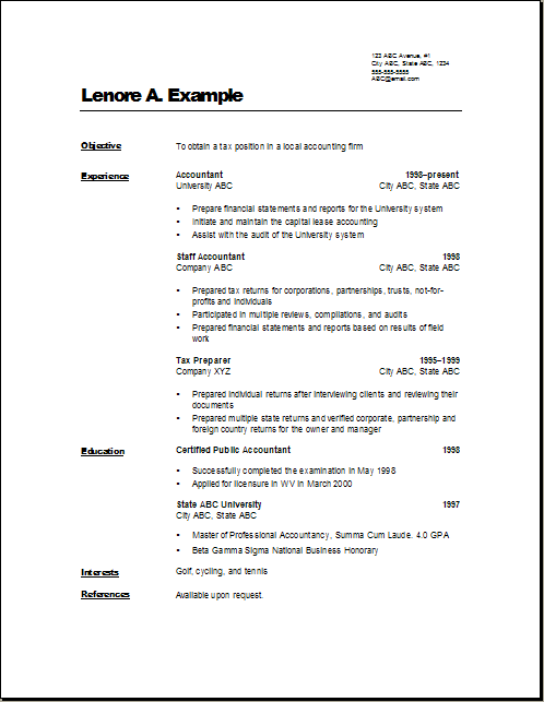 cpa resume